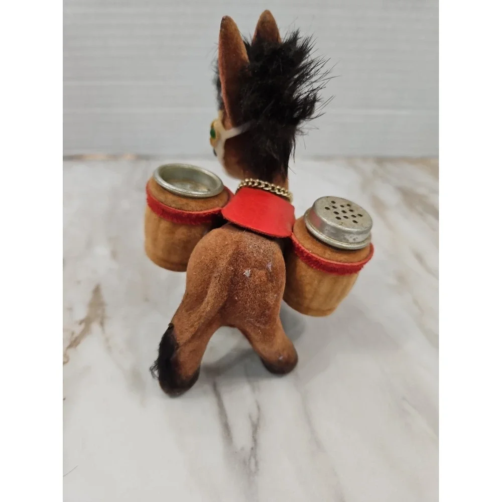 Vintage Enesco Black Hair Donkey/Pack Horse Hong Kong Salt & Pepper Shaker Set